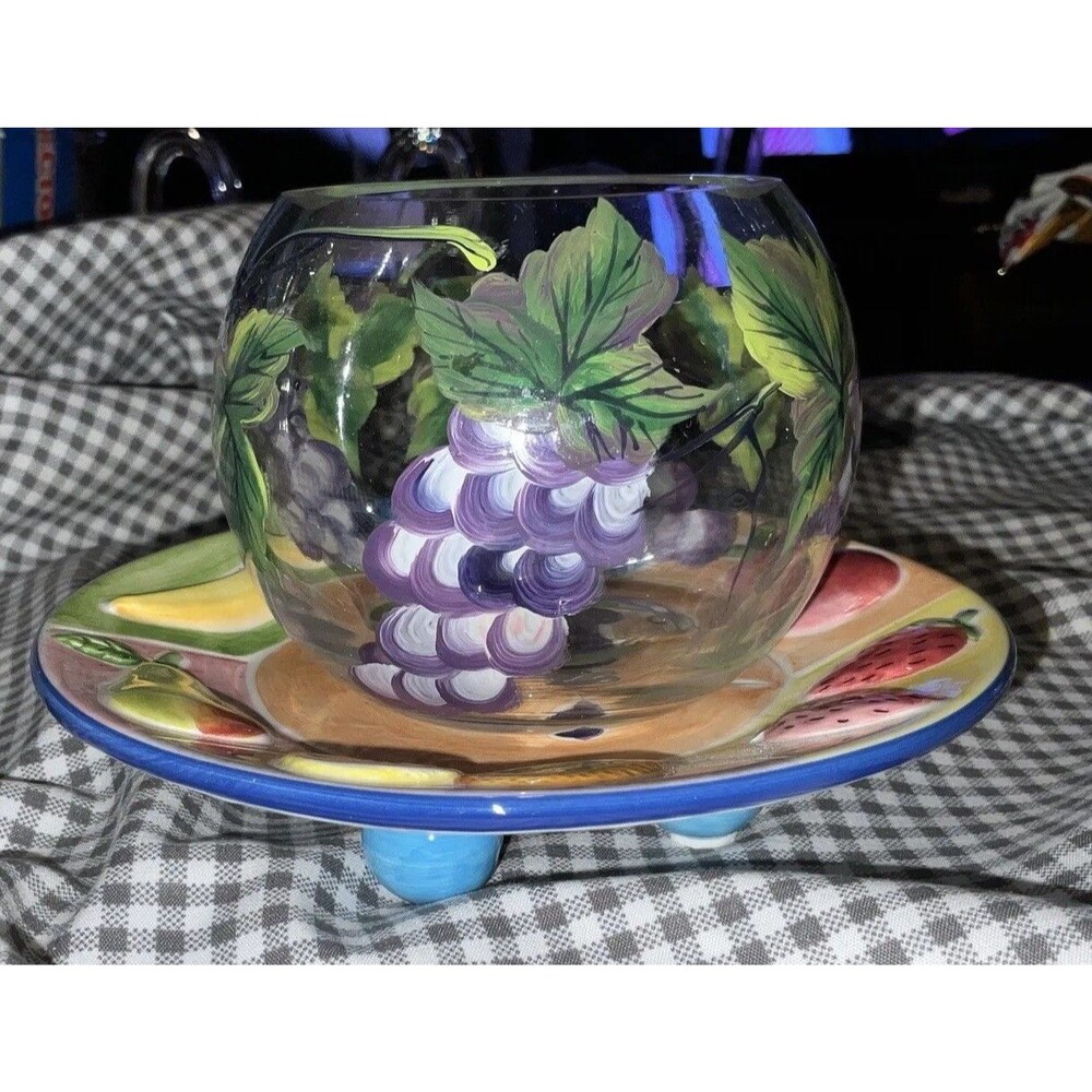 MICHAL SPARKS The Zrike Co. Hand Painted 5.5 Saucer Hand Painted Bowl  2 Pieces.